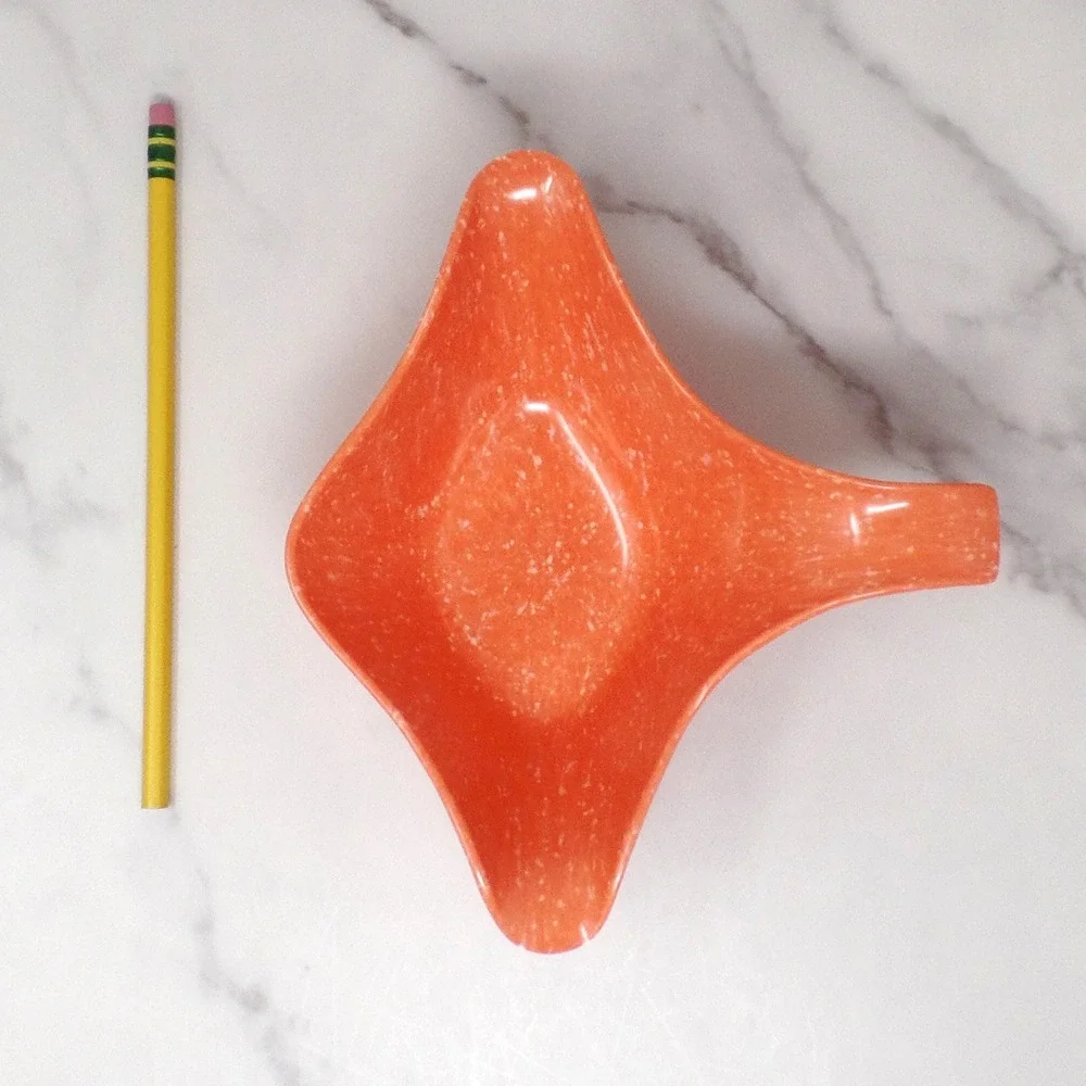 Vintage Joan Luntz Gaiety Melmac / Melamine Gravy Boat, Speckled Coral (1950s)